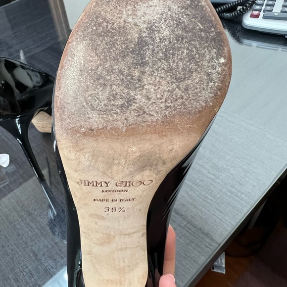 HP🎉🎉Jimmy Choo Black Patent Quiet Peep Toe Platform Pumps🎉🎉 - Picture 8 of 15